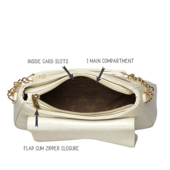 NWT BAGGIT LEO FOLIO CROCODILE WHITE SLING BAG - Picture 4 of 14